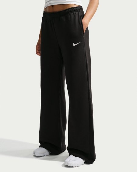 Womens Nike Mid-Rise Wide-Leg Studio Fleece Pants